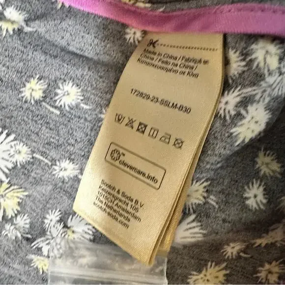 Scotch & Soda Size L Suit Jacket Blazer Belted Garden Girl Belted Black Yellow - Picture 7 of 16